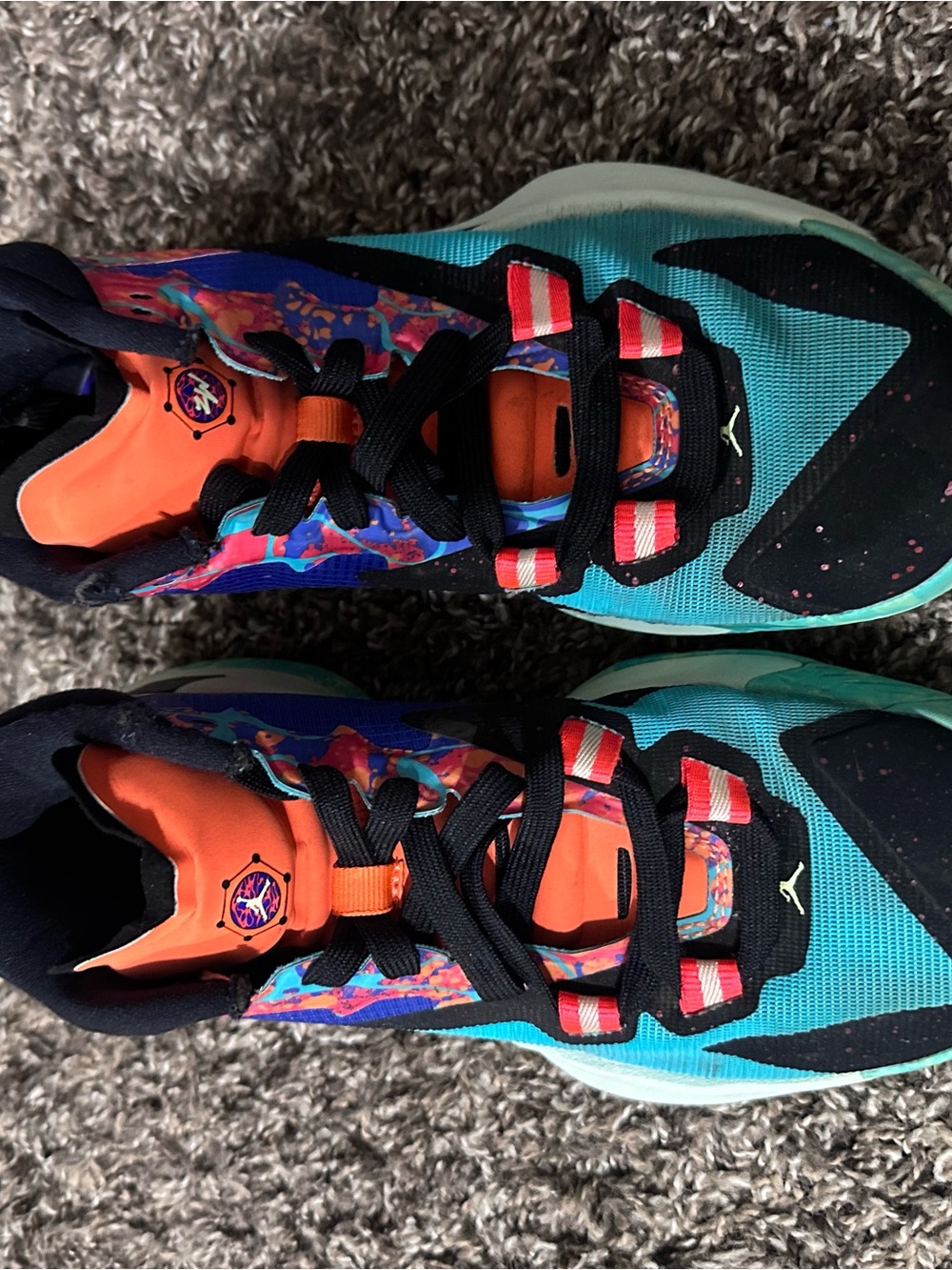 Air Jordan Zion 1 Project Z Kids Basketball Sneakers in Teal, Orange & Black